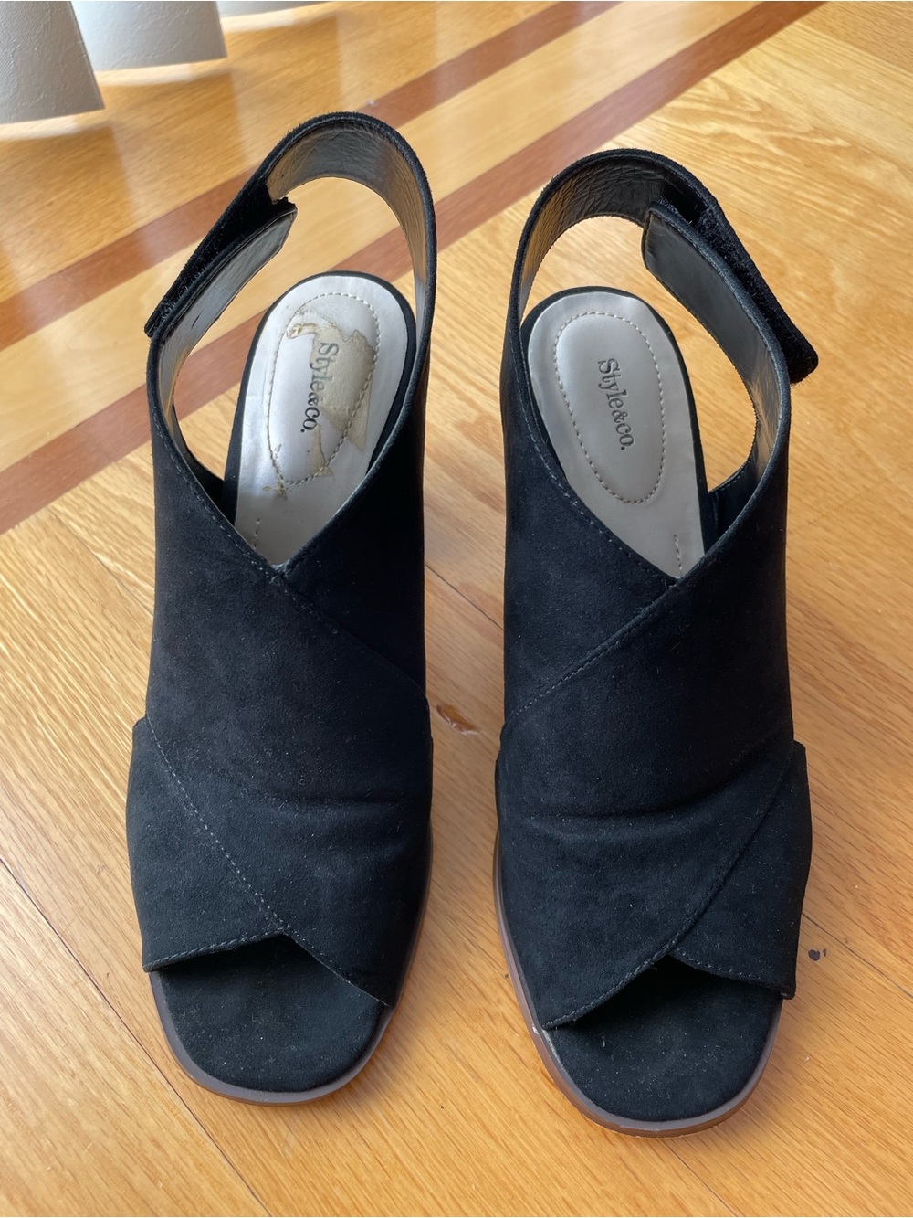 Style & Co. Black Suede Open-Toe Slingback sandals